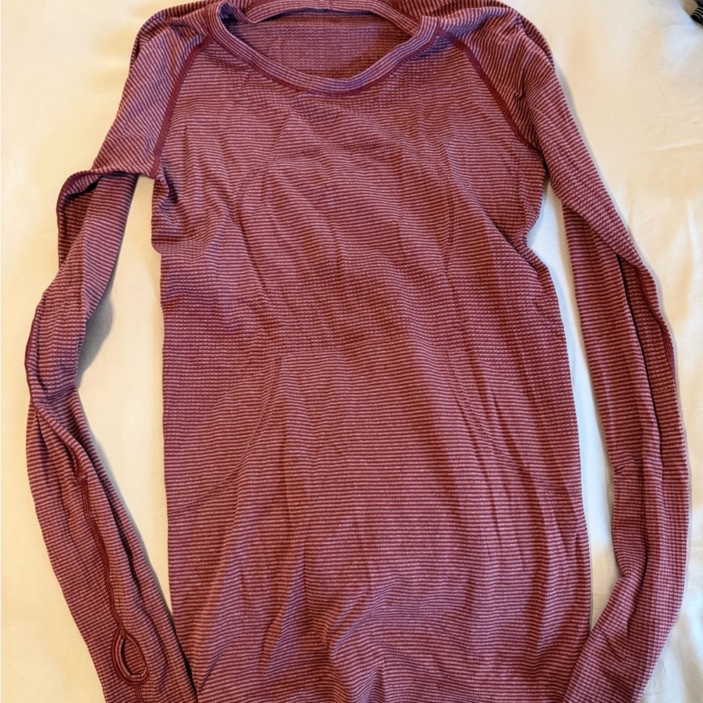 lululemon athletica Run Swiftly Long Sleeve Top - raspberry micro stripe